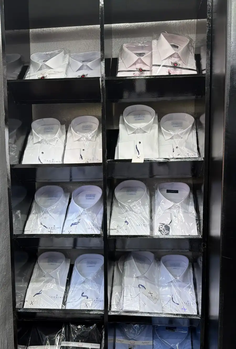 Full range of dress shirts — white, pale blue and pink — Glory Room Boutique