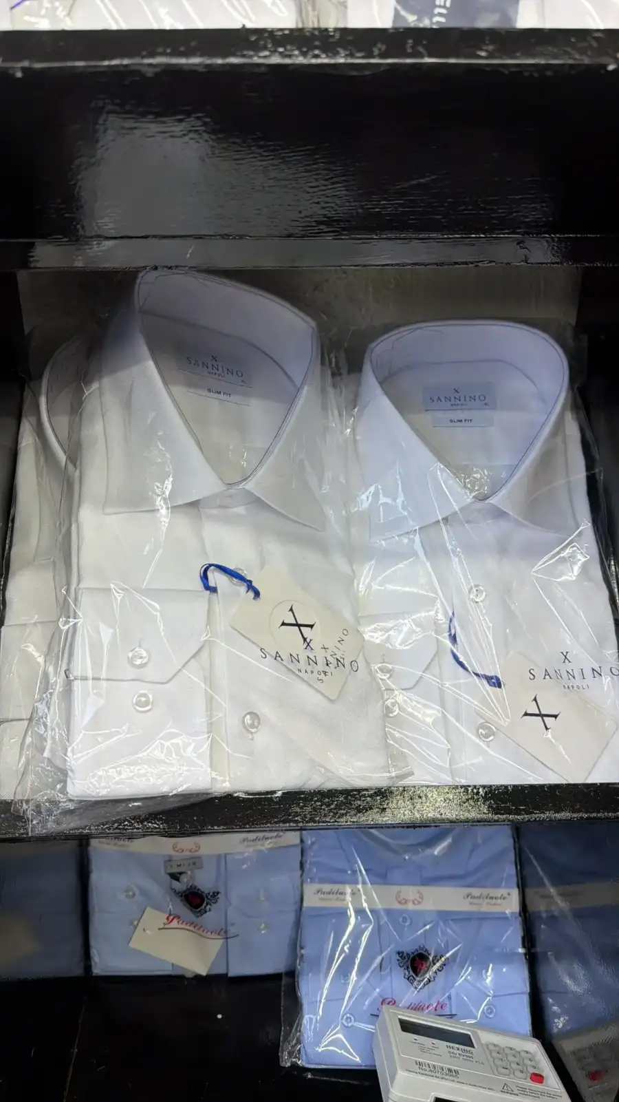 Sannino Napoli spread collar slim fit white shirts