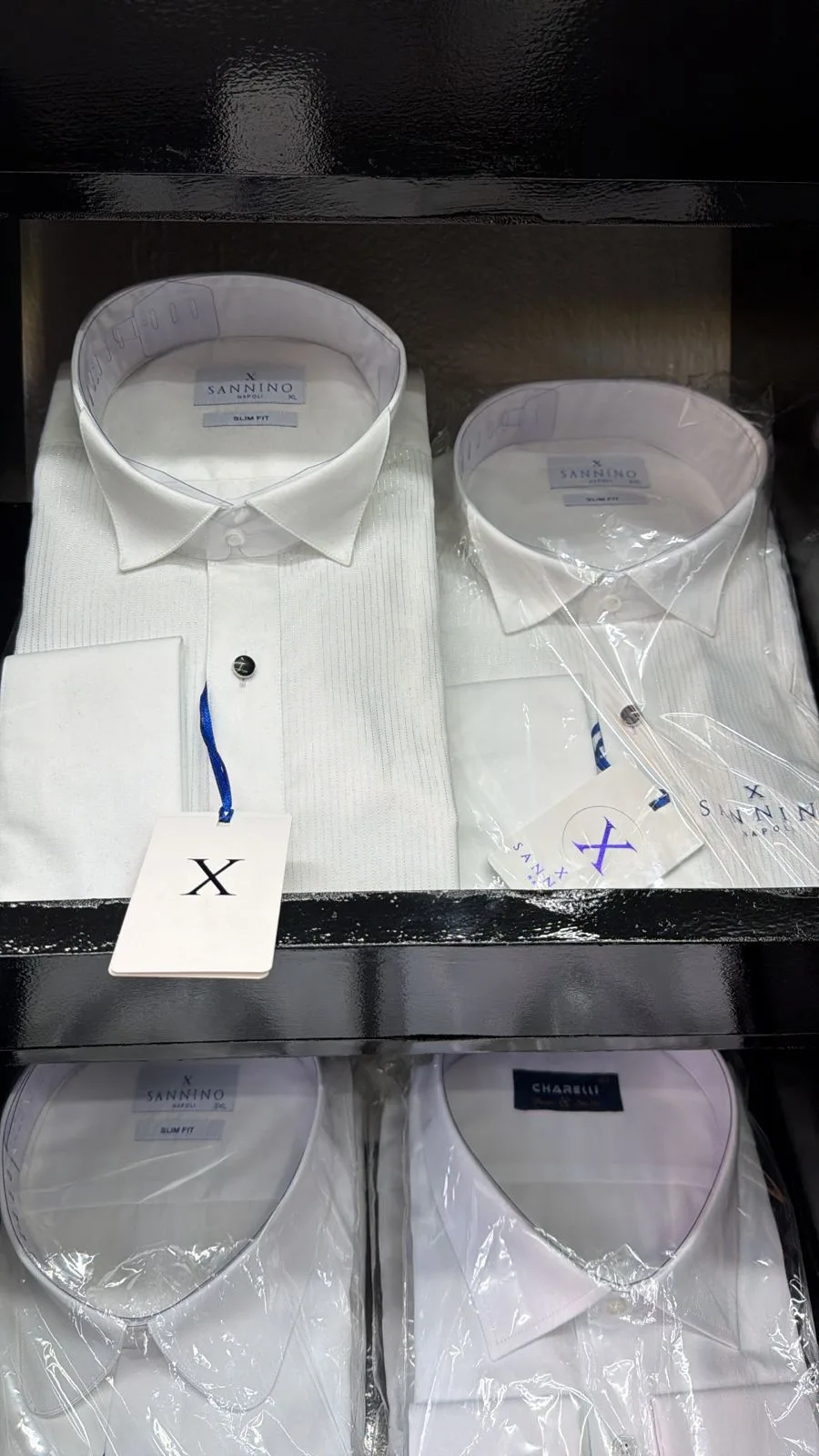 Sannino Napoli slim fit tuxedo dress shirts with stud buttons