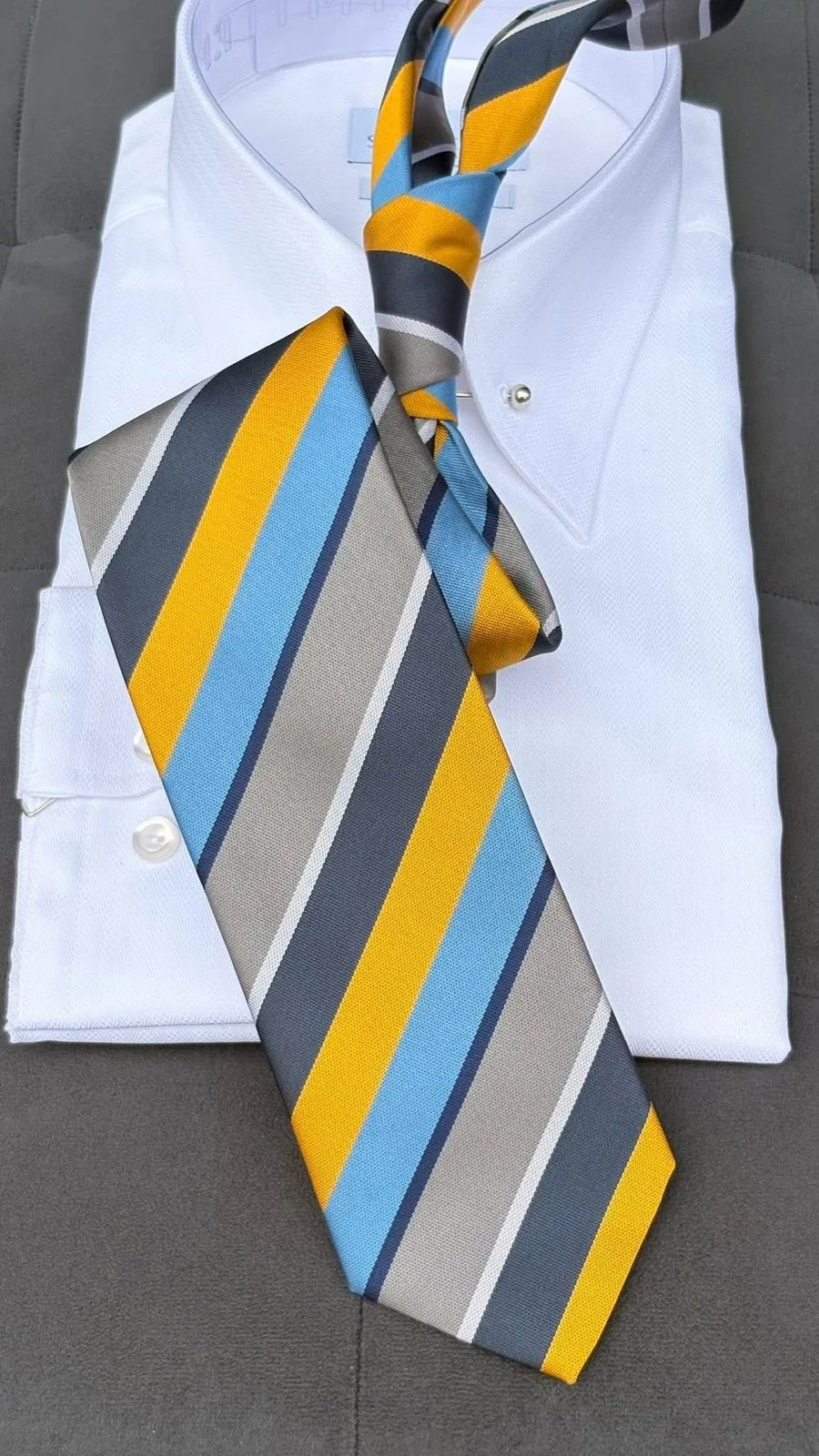 Gold & Teal Regimental Stripe tie — Glory Room Boutique Pretoria